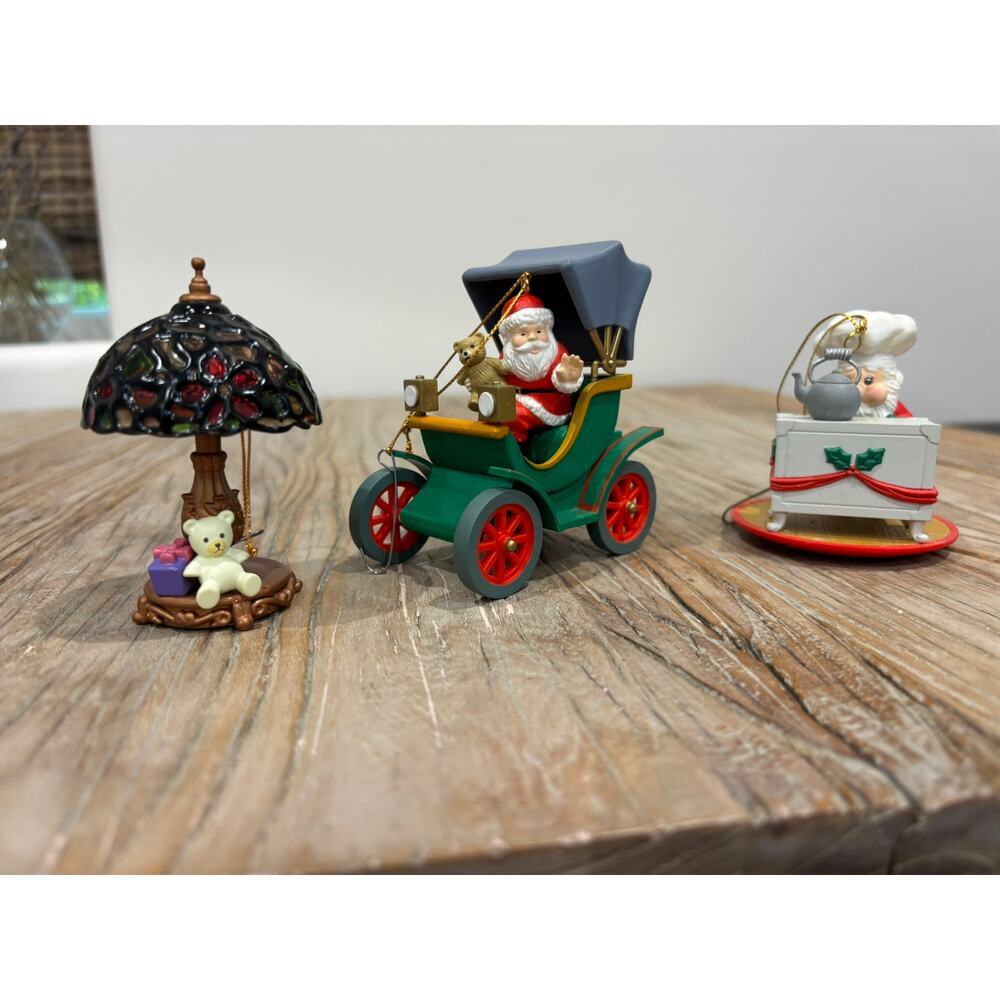 Vintage Rennoc Christmas Santa Lamp Ornaments Set of Three 90s